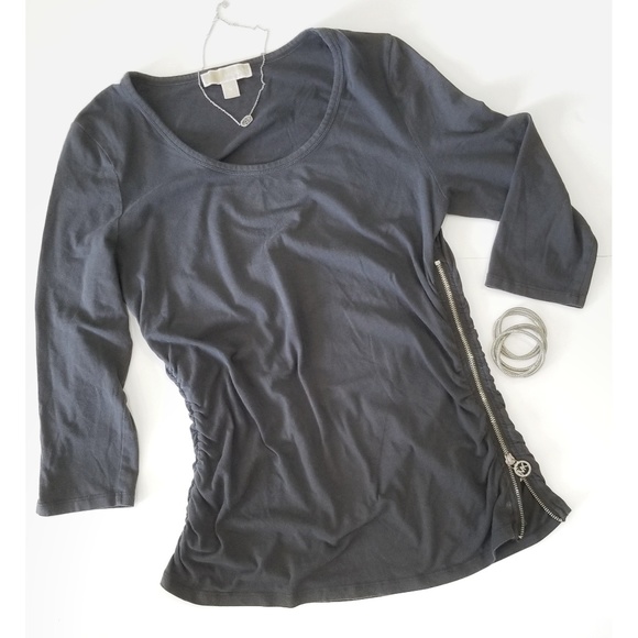 Michael Kors Tops - MK Michael Kors grey tee with side zipper, XL